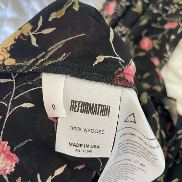 Reformation Black Jumpsuit with Pink Floral Design - Picture 5 of 10